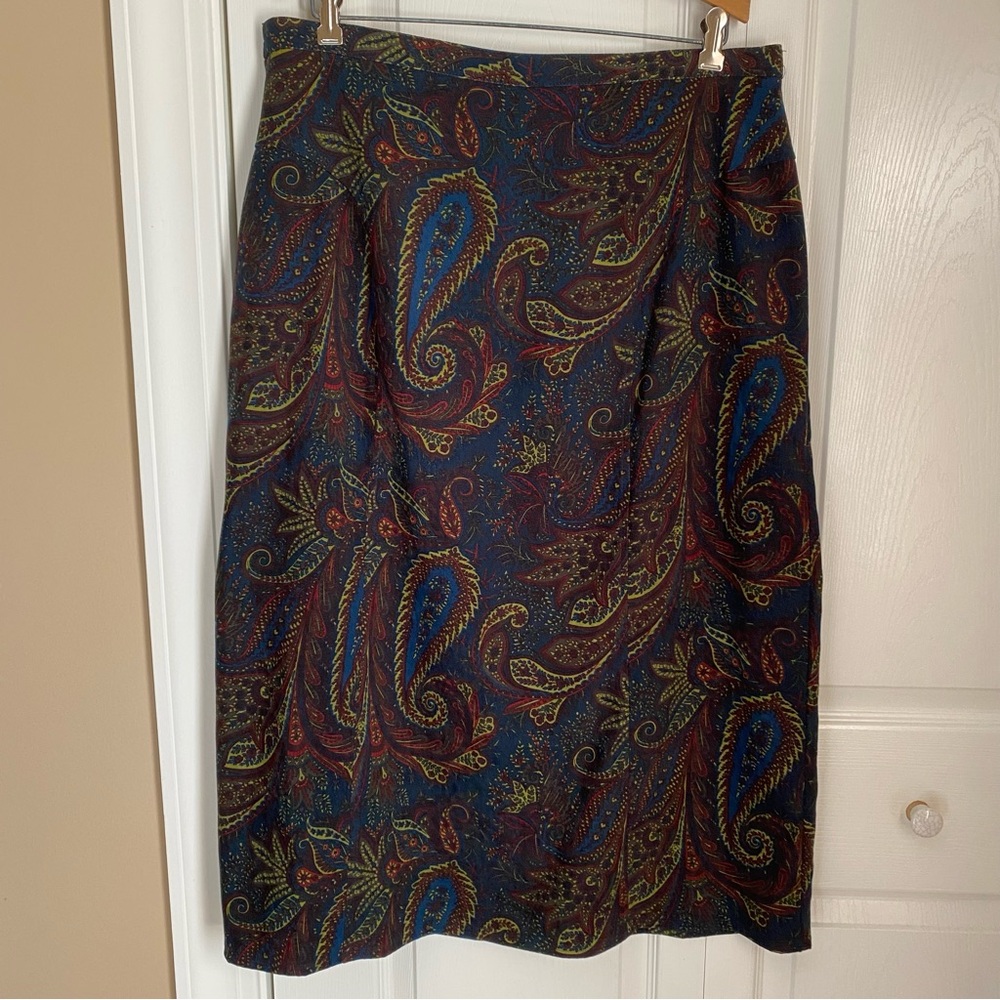 Notations Multicolor Paisley Floral Maxi Skirt 1X 90s Y2K Fall Boho Academia